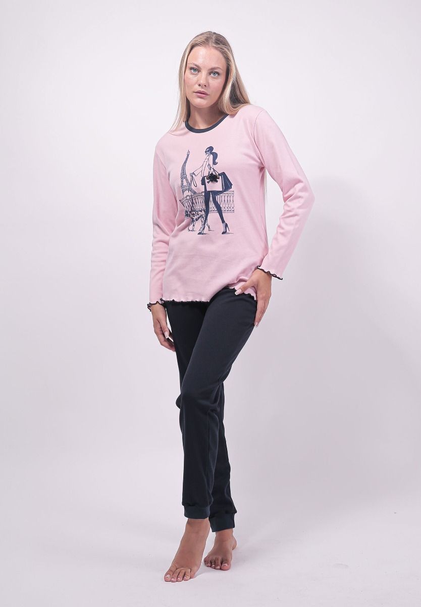 Πιτζαμα Γυναικεια Cherry Underwear Paris Girl-Ροζ